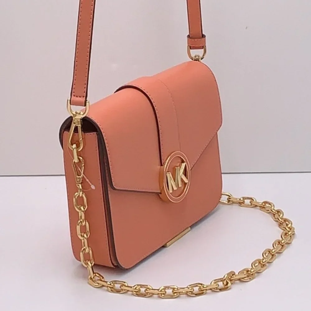 Michael Kors Carmen Medium Convertible Shoulder Bag Crossbody SHERBERT Leather - Picture 13 of 16